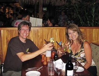 Our sunset dinner at the Hula Grill. Waikiki, Oahu.