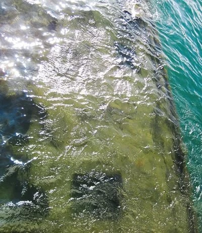 The submerged deck of the USS Arizona, which was destroyed during the Japanese attack on Pearl Harbor on December 7, 1941. 1,177 men lost their lives...  - Photo © Carl Amoth