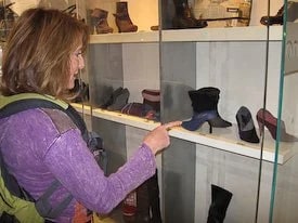 Bev transfixed by beautiful shoes