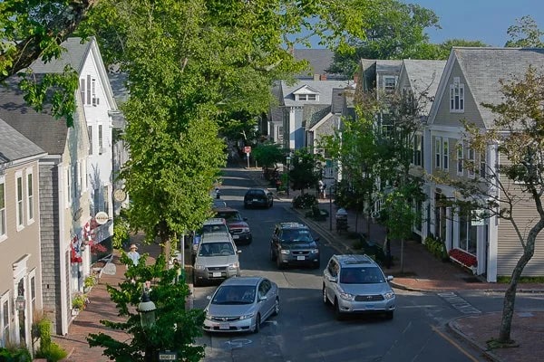 View of Center St from our room at the Jared Coffin House Inn