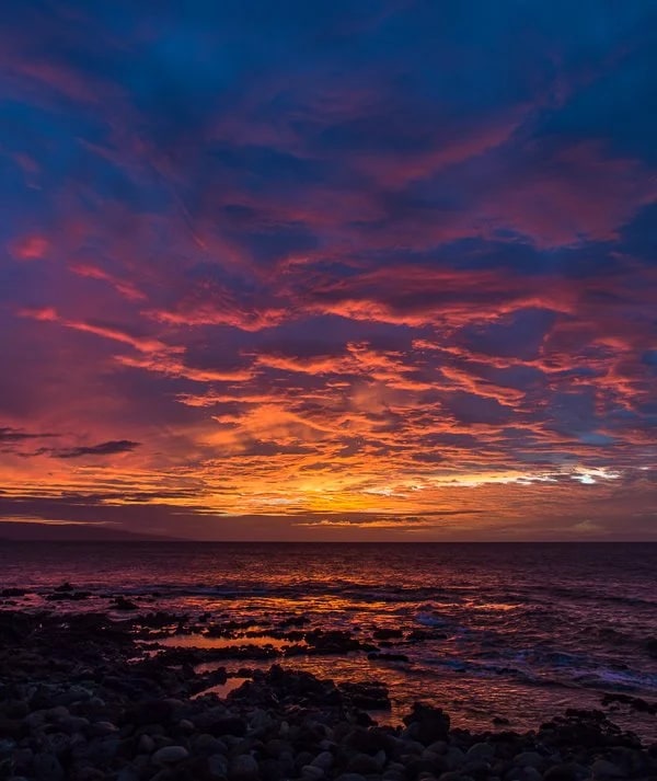 Sunset view from our lanai. Wailea Beach Marriott Resort & Spa. © Carl Amoth
