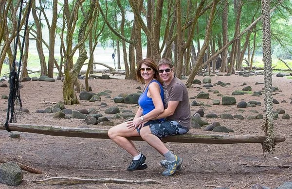 On a driftwood swing, Pololu Valley, Hawaii