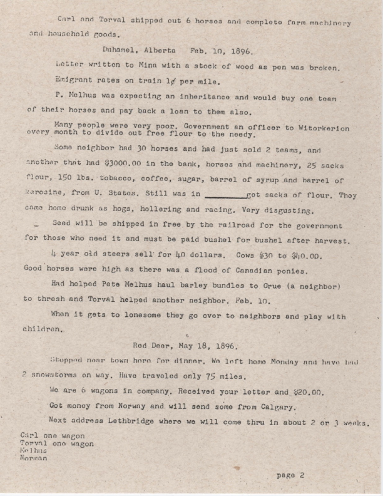 The second typed page