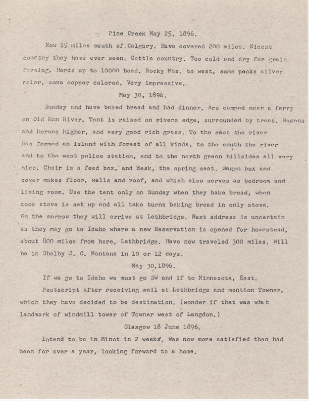 An unnumbered typed sheet