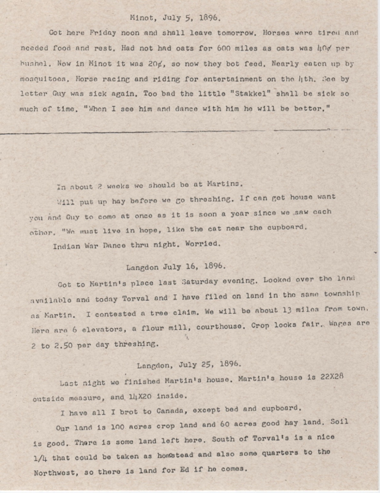 A further unnumbered typed sheet