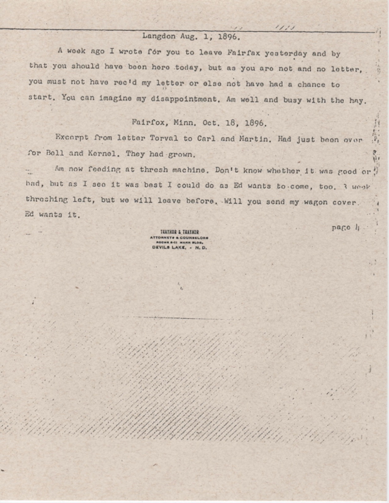 The fourth typed page, with an attorney’s letterhead